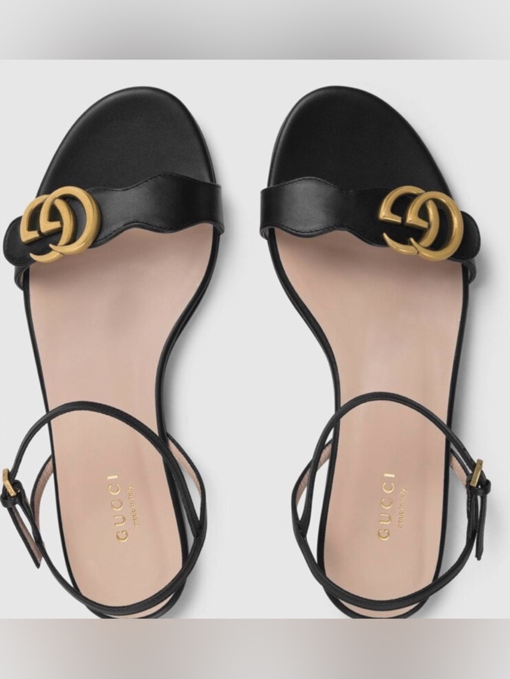 Gucci Black Leather Double G Sandals women